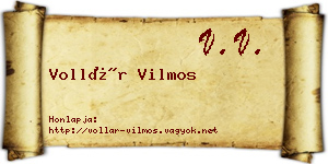 Vollár Vilmos névjegykártya